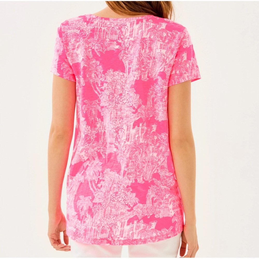 Lilly Pulitzer Etta V-Neck Top Rosie Pink PB Anniversary Toile NWT - Picture 3 of 6